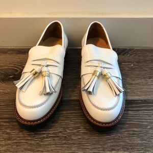 Stuart Weitzman white loafers